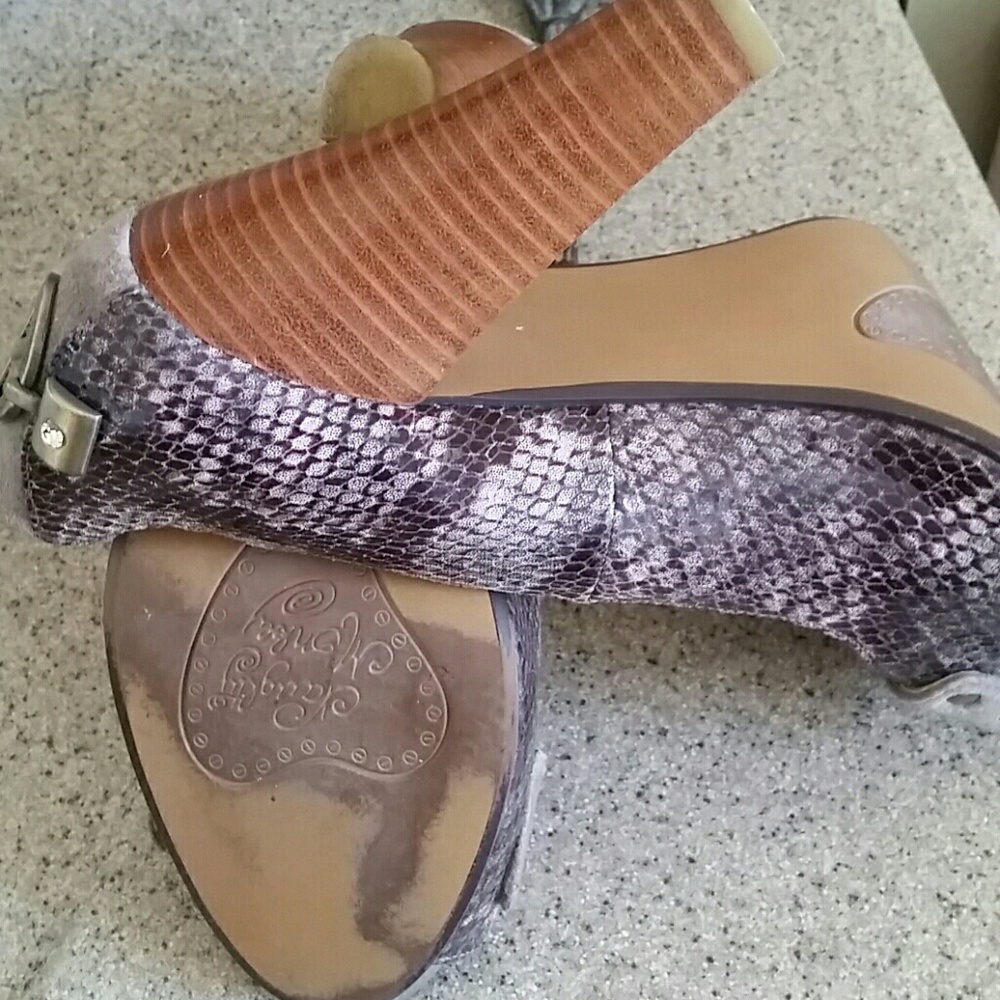 💎💎💎NAUGHTY MONKEY Faux Snakeskin Peep Heels Sz. 91/2 - Picture 6 of 10